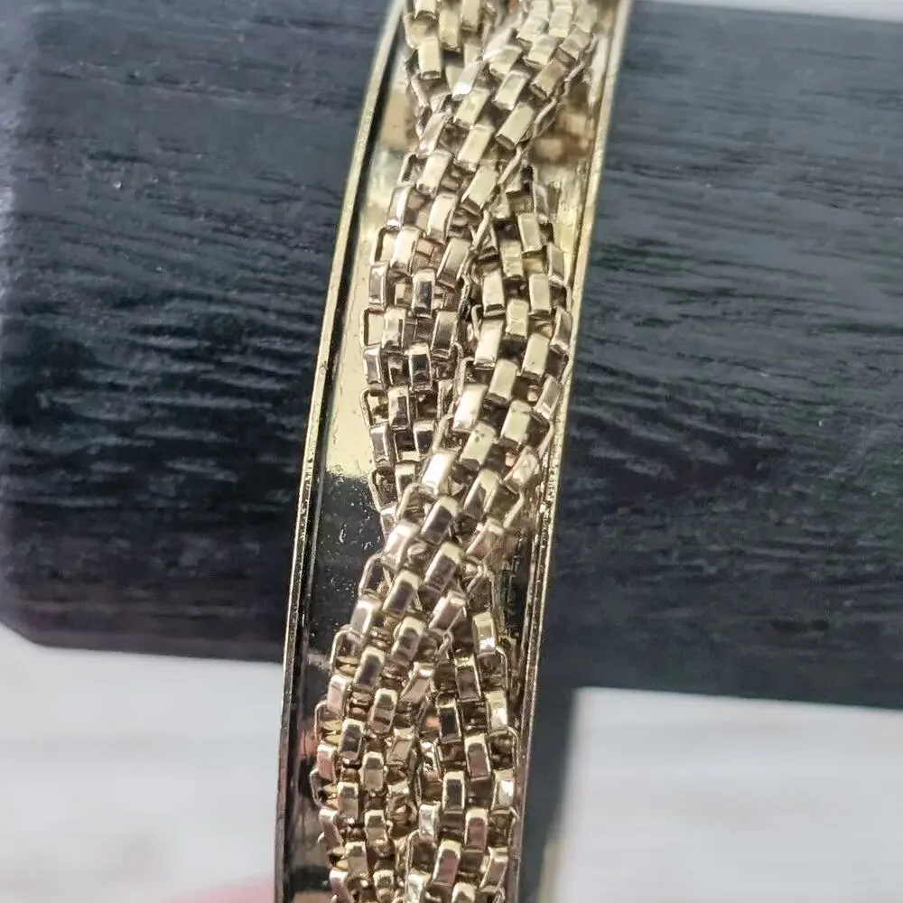 Vintage Bracelet - Gold Tone with Woven Design - 8.5